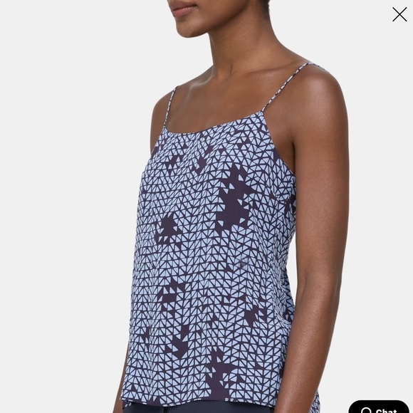 Theory Silk Blue Camisole Smocked Back Blouse, Large - Picture 3 of 8